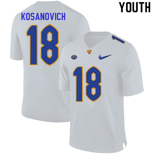 Youth #18 Eli Kosanovich Pitt Panthers College Football Jerseys Sale-White